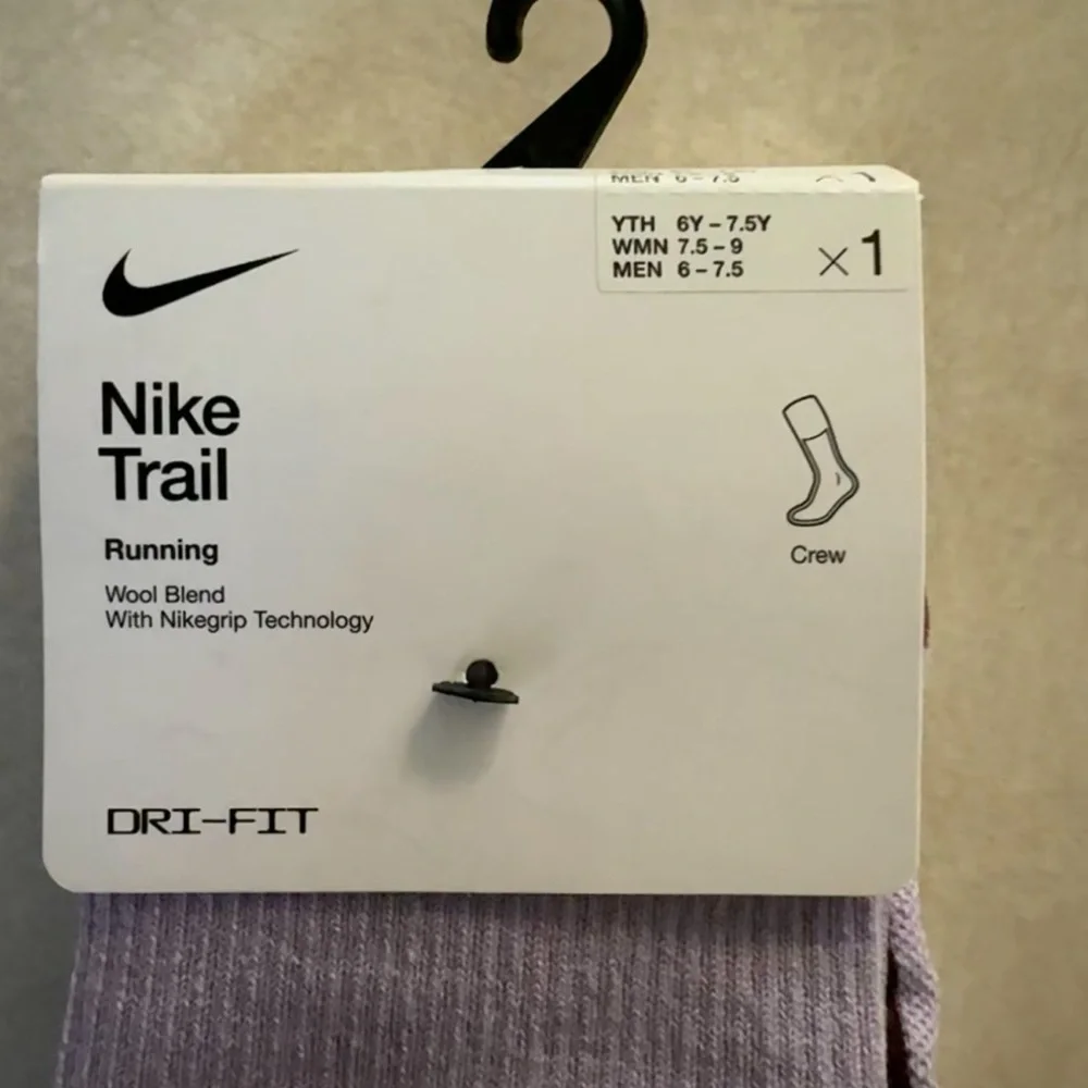 Nike Trail Running Wool Blend Crew Socks Purple Sz Men 6-7.5 Women 7.5-9 NWT